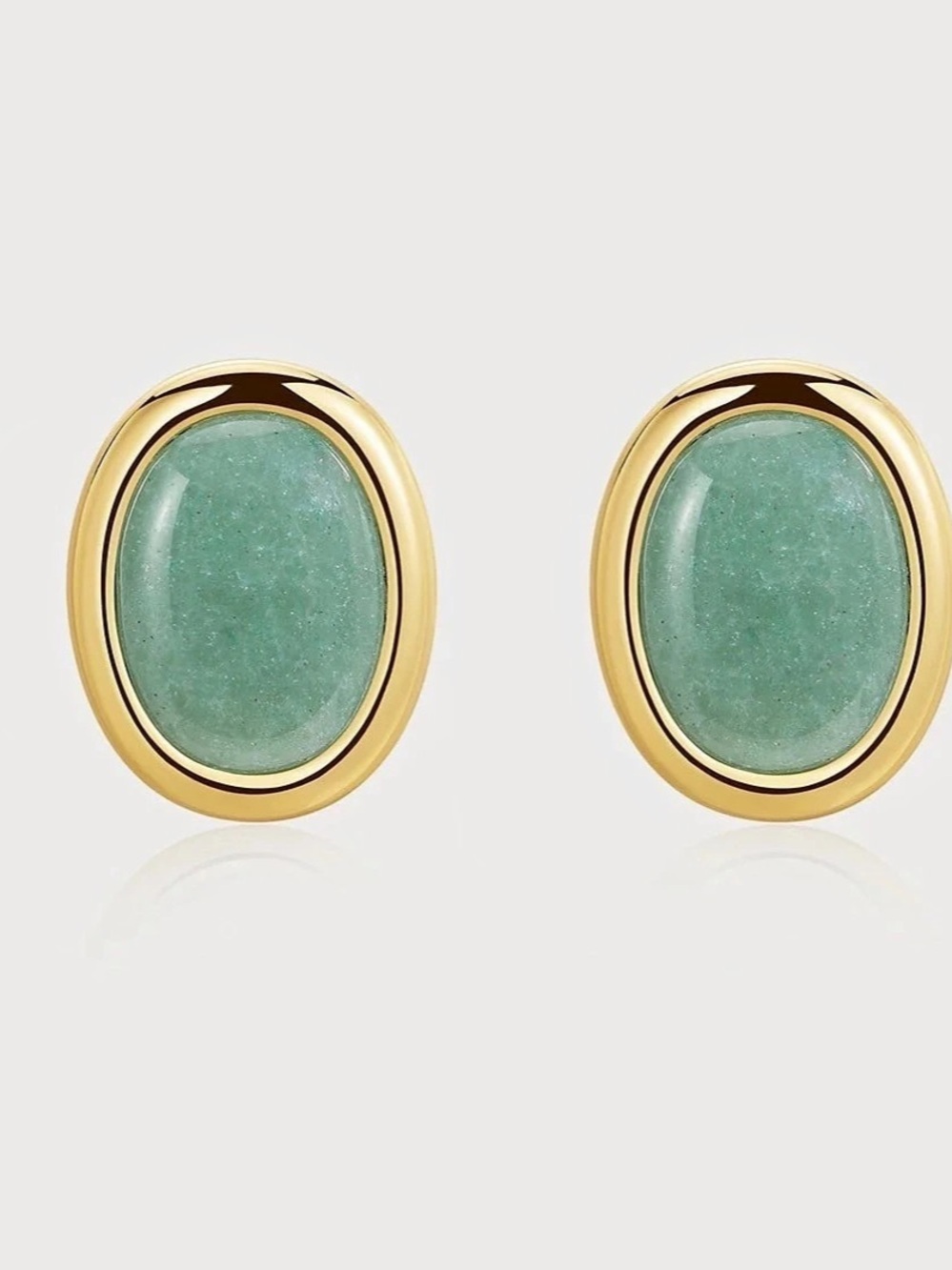 Sunset Stone Studs Green Gold |LUVAJ